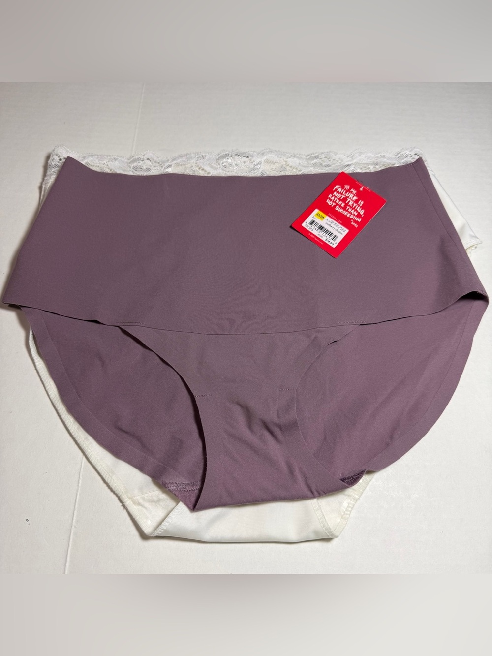 2 Pair BNWT SPANX SMOOTH UNDIE-TECTABLE BRIEF MULBERRY M AND WHITE LACE TOP S